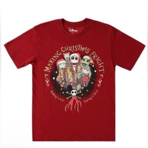 DISNEY Nightmare Before Christmas Burgundy Graphic Shirt NEW